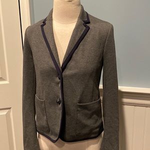 Gap Academy Ponte Knit Gray with Navy Trim Blazer 0 XS
